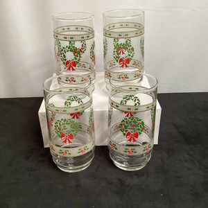 Indiana Glass Victorian Christmas Tumbler set